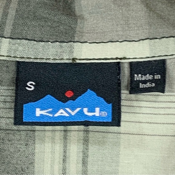 Kavu~Men’s Short Sleeve Sage‎ Green Plaid Button Up Camp Shirt~Sz S - Picture 5 of 13